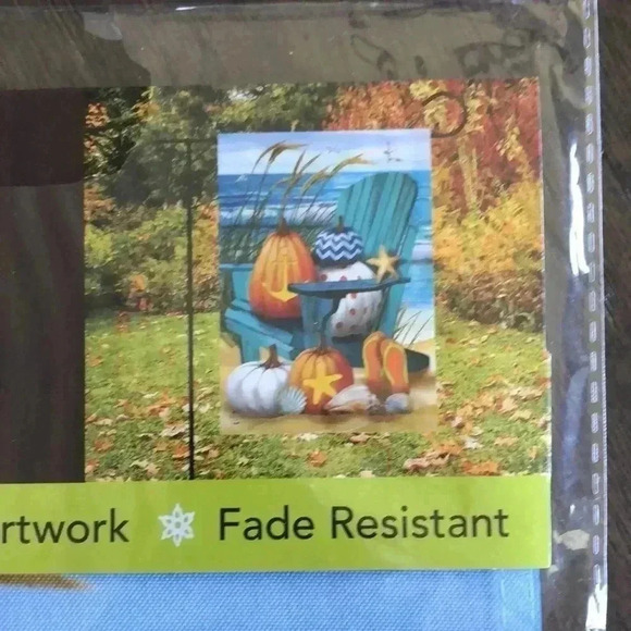 Garden Flag Fall At The Beach, ocean, nautical, pumpkins,seashells,Autumn - Picture 3 of 3